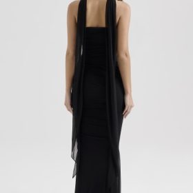 Hallie Black Strapless Corset with Neck Scarf - Image 11