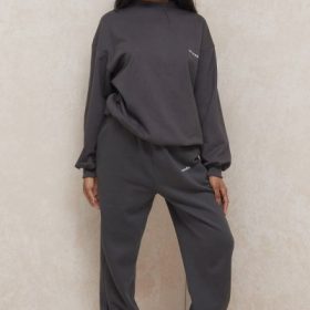 Sky Charcoal Fleece Back Jogging Trousers - Image 5