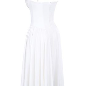 Samaria White Corset Midi Dress - Image 3