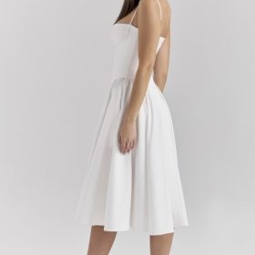 Samaria White Corset Midi Dress - Image 11