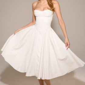 Samaria White Corset Midi Dress - Image 14