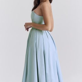 Audrey Tuscan Blue Strapless Midi Sundress - Image 9