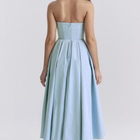 Audrey Tuscan Blue Strapless Midi Sundress - Image 10