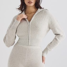 Blaise Opal Marl Knit Cropped Cardigan - Image 7