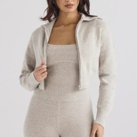 Blaise Opal Marl Knit Cropped Cardigan - Image 9