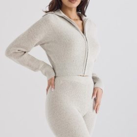 Blaise Opal Marl Knit Cropped Cardigan - Image 10
