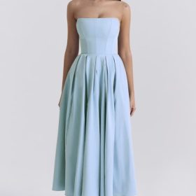 Audrey Tuscan Blue Strapless Midi Sundress - Image 5