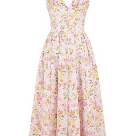 Emmelina Pink Meadow Print Cotton Corset Sundress - Image 4