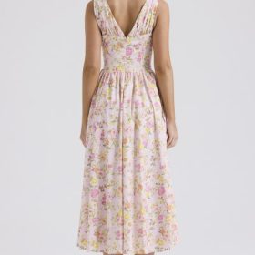 Emmelina Pink Meadow Print Cotton Corset Sundress - Image 11