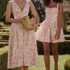 Emmelina Pink Meadow Print Cotton Corset Sundress - Image 14