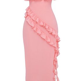 Sarina Apricot Ruffle Maxi Dress - Image 4