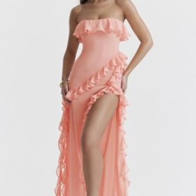 Sarina Apricot Ruffle Maxi Dress - Image 5