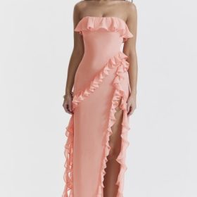 Sarina Apricot Ruffle Maxi Dress - Image 7