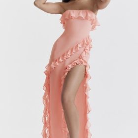 Sarina Apricot Ruffle Maxi Dress - Image 8