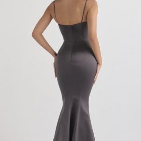 Violette Shadow Satin Fishtail Gown