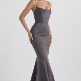 Violette Shadow Satin Fishtail Gown - Image 5