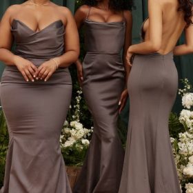 Violette Shadow Satin Fishtail Gown - Image 6