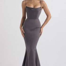 Violette Shadow Satin Fishtail Gown - Image 7