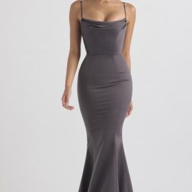 Violette Shadow Satin Fishtail Gown - Image 9