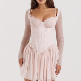 Vivi Soft Peach Corset Mini Dress - Image 5