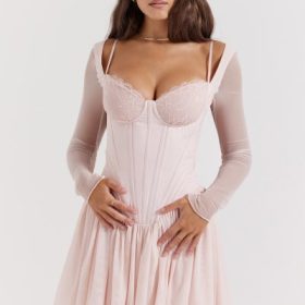 Vivi Soft Peach Corset Mini Dress - Image 9