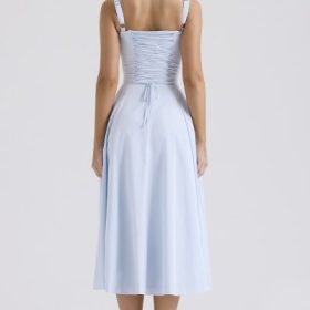 Carmen Soft Blue Cotton Bustier Sundress - Image 11