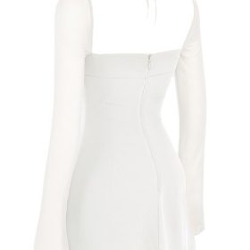 Babydoll Ivory Chiffon Halter Mini Dress - Image 3
