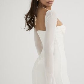 Babydoll Ivory Chiffon Halter Mini Dress - Image 12