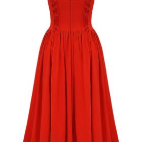 Elizabeth Italian Tomato Strapless Midi Sundress - Image 4