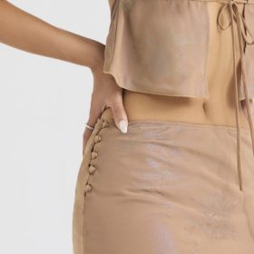 Dyana Shimmer Cafe Au Lait Bias Cut Maxi Skirt - Image 8