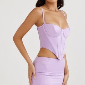 Elodie Orchid Satin Mini Skirt - Image 10