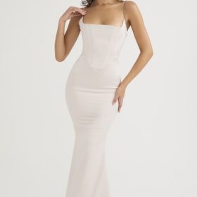 Olivette Crystal Satin Corset Maxi Dress - Image 7