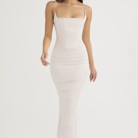 Olivette Crystal Satin Corset Maxi Dress - Image 8