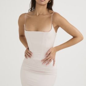 Olivette Crystal Satin Corset Maxi Dress - Image 9