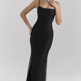 Calla Black Pearl Embellished Maxi Dress - Image 5