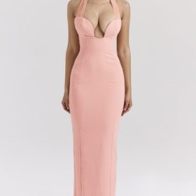 Gianina Sorbet Crepe Halter Maxi Dress - Image 5