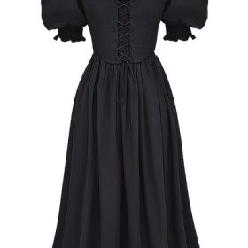 Silvana Black Puff Sleeve Midi Sundress - Image 2