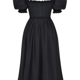 Silvana Black Puff Sleeve Midi Sundress - Image 4