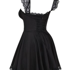 Kaia Black A-Line Mini Dress - Image 3