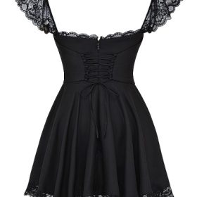 Kaia Black A-Line Mini Dress - Image 4