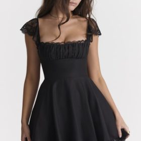 Kaia Black A-Line Mini Dress - Image 11