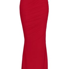 Cassidy Holly Red Mesh Maxi Skirt with Fluted Hem - Image 2