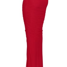 Cassidy Holly Red Mesh Maxi Skirt with Fluted Hem - Image 3
