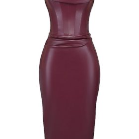 Raven Mulberry Vegan Leather Corset Dress - Image 2