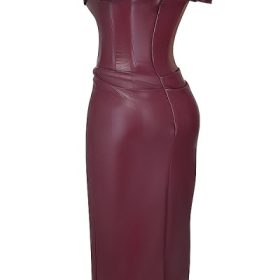 Raven Mulberry Vegan Leather Corset Dress - Image 3
