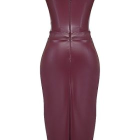 Raven Mulberry Vegan Leather Corset Dress - Image 4