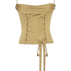 Letitia Olive Satin Lace Up Corset - Image 2