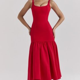 Amore Scarlet Dropped Waist Midi Dress - Image 7