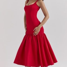 Amore Scarlet Dropped Waist Midi Dress - Image 9