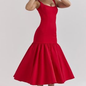 Amore Scarlet Dropped Waist Midi Dress - Image 10